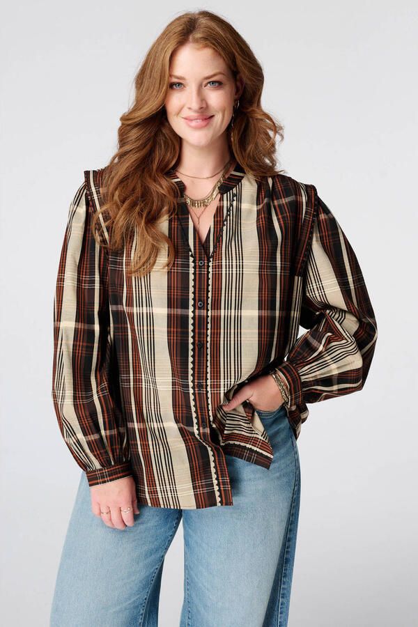 MS Mode geruite blouse Plus Size meerkeurig