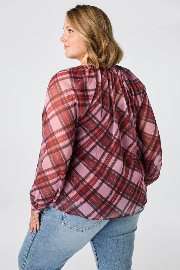 MS Mode geruite blouse Plus Size rood - Foto 3