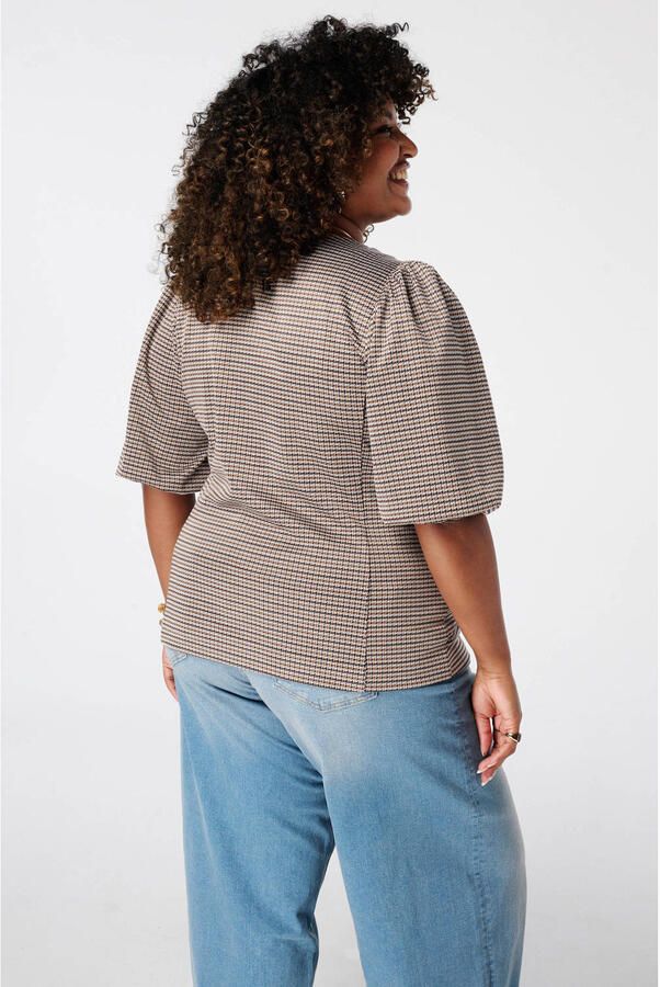 MS Mode geruite top Plus Size bruin - Foto 2