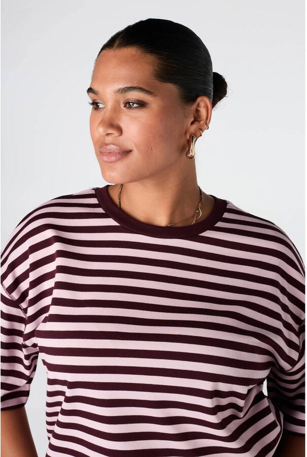 MS Mode gestreept T-shirt Plus Size rood