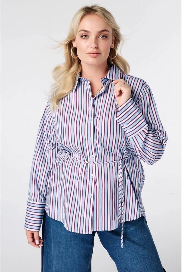 MS Mode gestreepte blouse blauw ecru rood