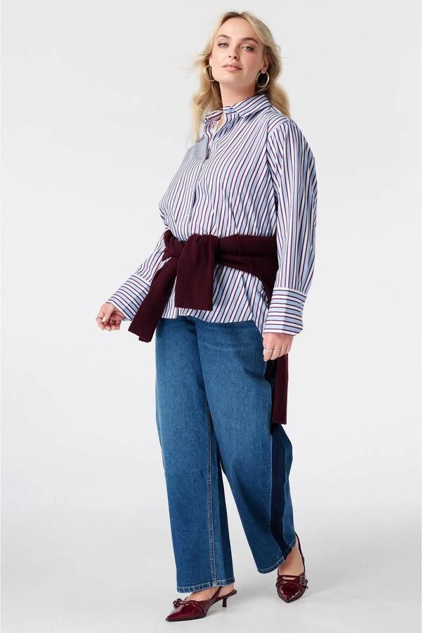 MS Mode gestreepte blouse blauw ecru rood - Foto 3