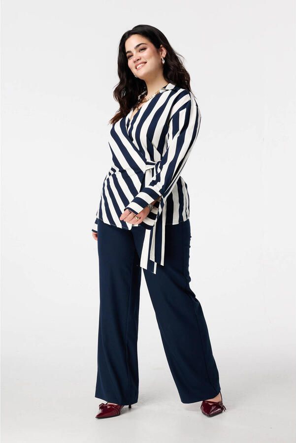 MS Mode gestreepte blouse donkerblauw