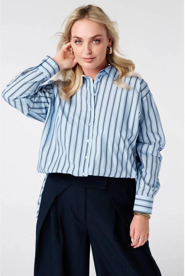 MS Mode gestreepte blouse lichtblauw