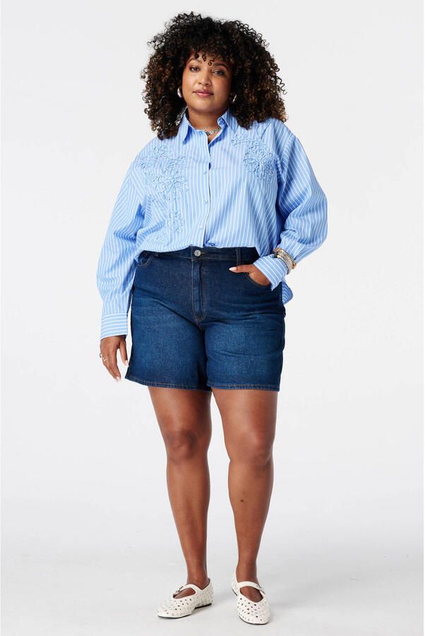 MS Mode gestreepte blouse met borduursels Plus Size blauw - Foto 3