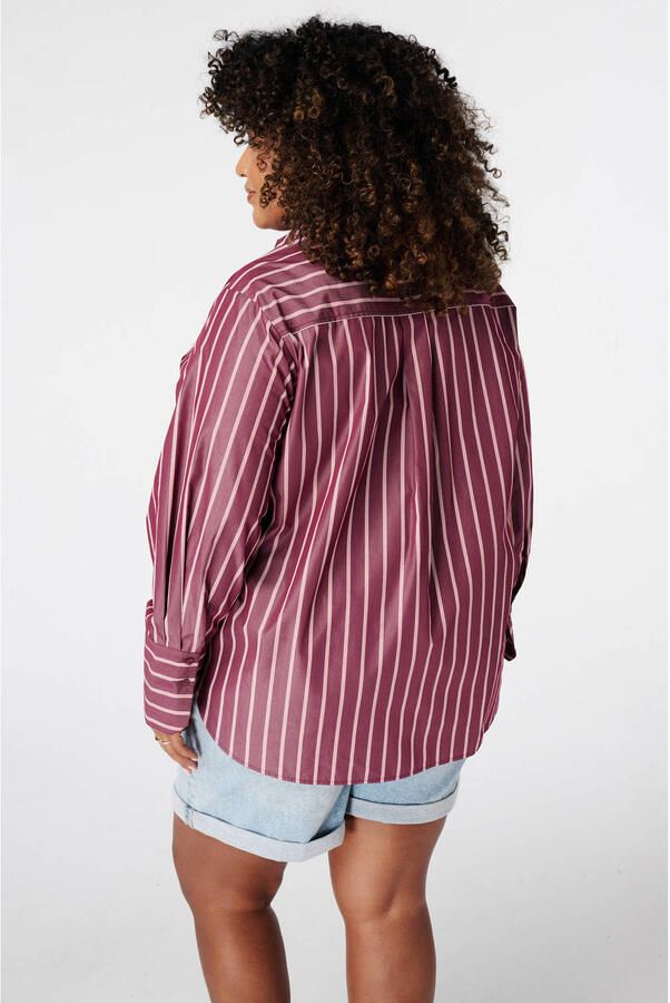 MS Mode gestreepte blouse met parels Plus Size donkerrood - Foto 2