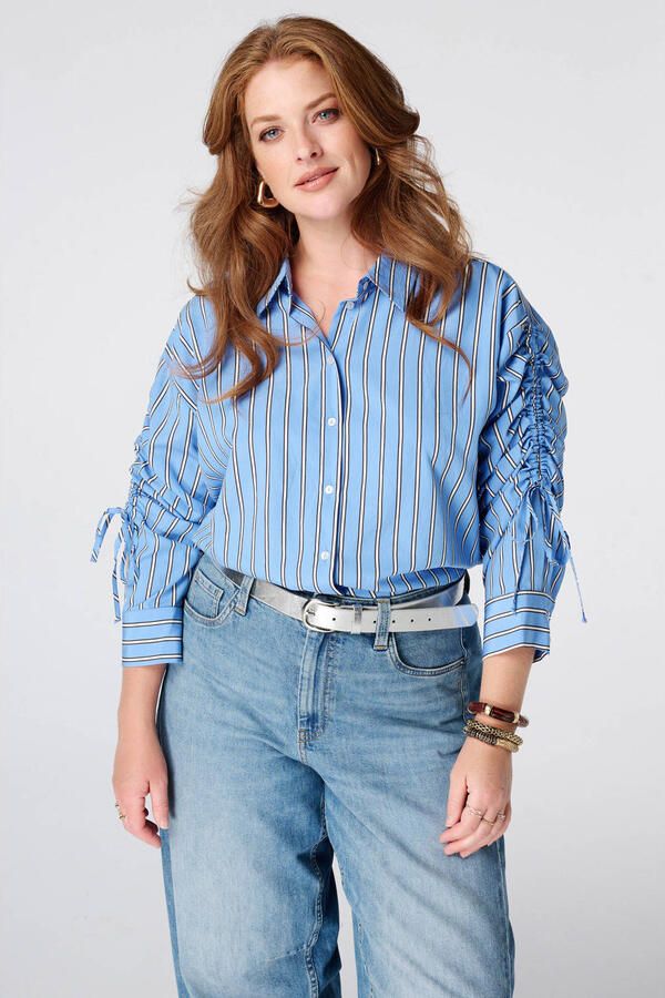 MS Mode gestreepte blouse Plus Size blauw