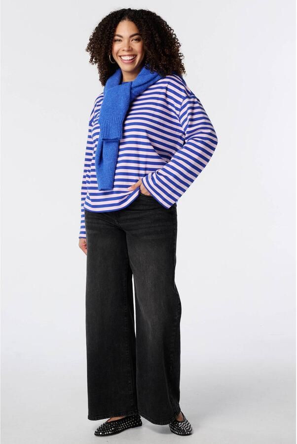 MS Mode gestreepte longsleeve blauw lichtroze - Foto 3