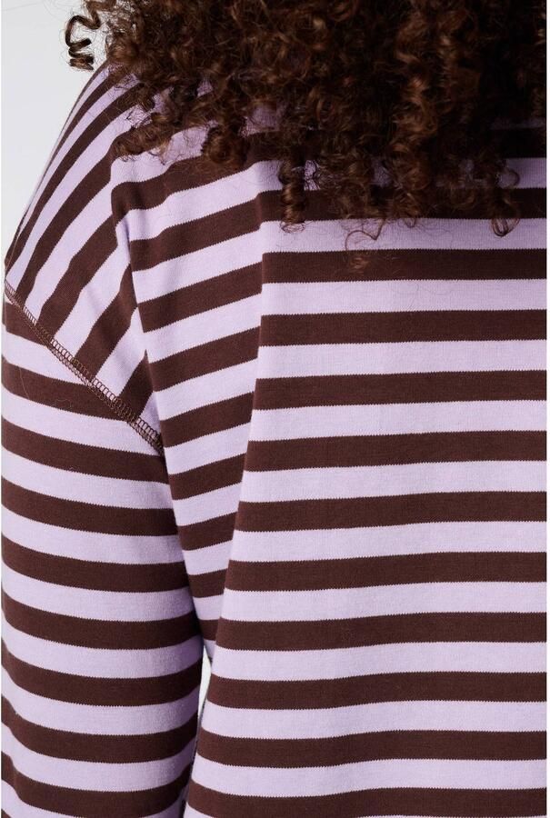 MS Mode gestreepte longsleeve lila donkerbruin - Foto 2