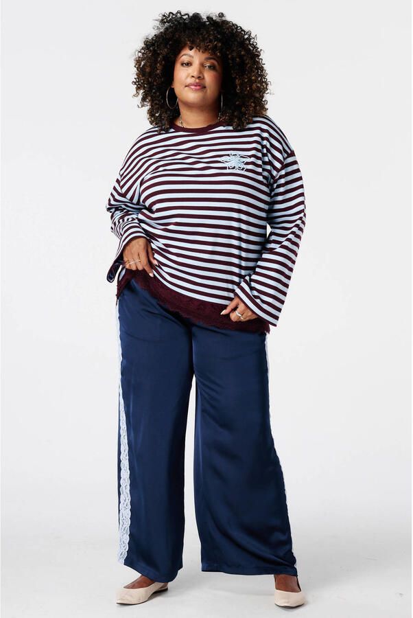 MS Mode gestreepte longsleeve Plus Size lichtblauw