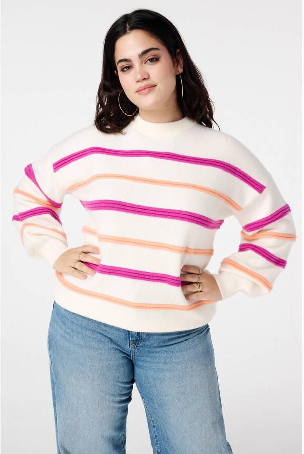 MS Mode gestreepte pullover ecru
