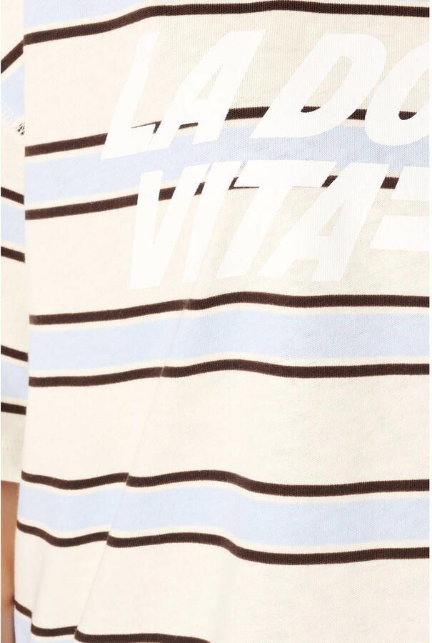 MS Mode gestreepte T-shirt met tekst Plus Size lichtgeel - Foto 2