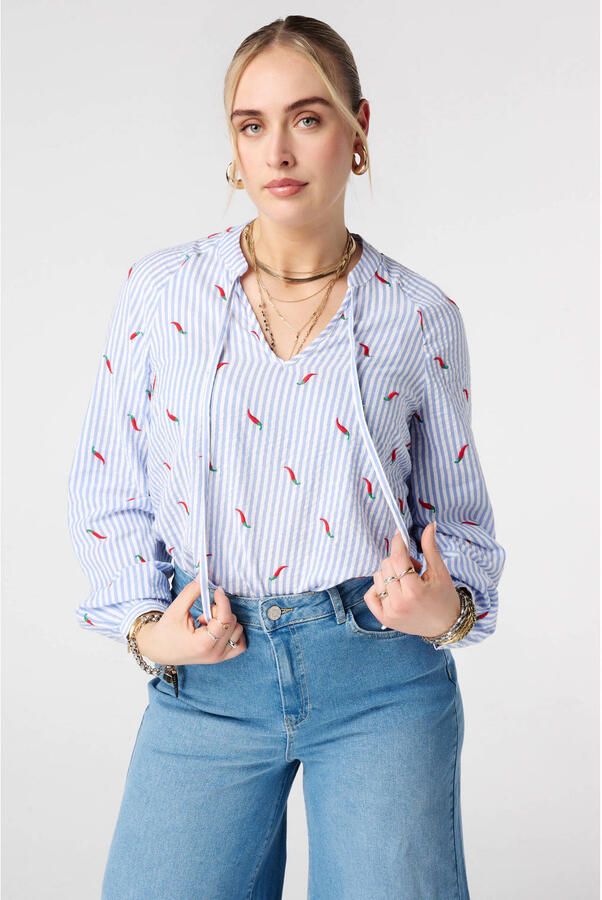 MS Mode gestreepte top blauw