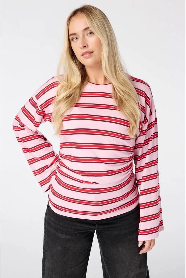 MS Mode gestreepte top roze