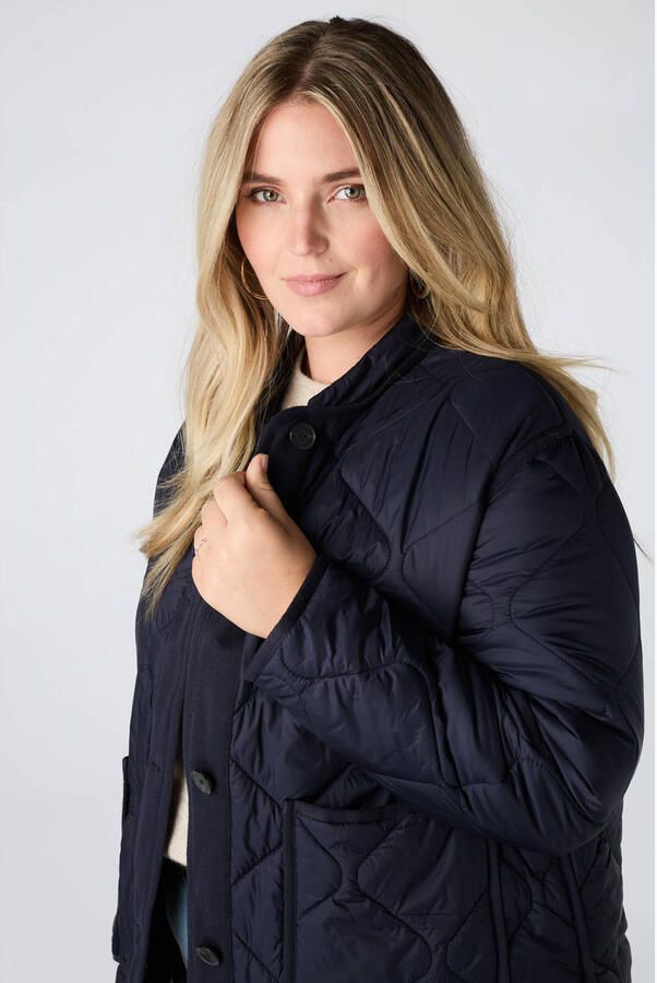 MS Mode gewatteerde jas Plus Size donkerblauw