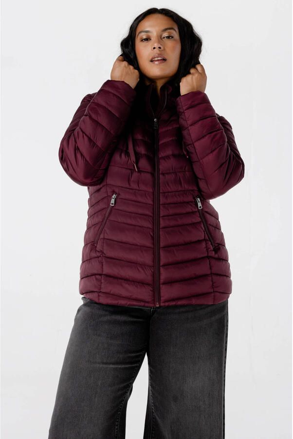 MS Mode gewatteerde jas Plus Size donkerrood