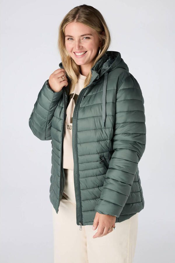 MS Mode gewatteerde jas Plus Size groen