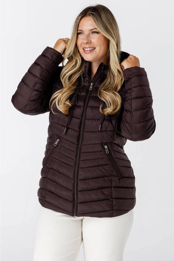 MS Mode gewatteerde tussenjas Plus Size bruin