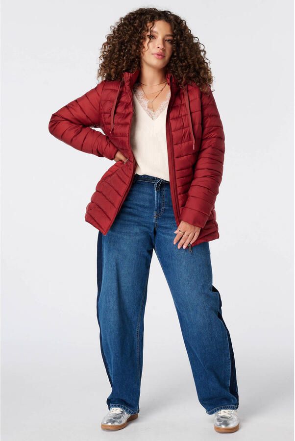 MS Mode gewatteerde tussenjas Plus Size rood