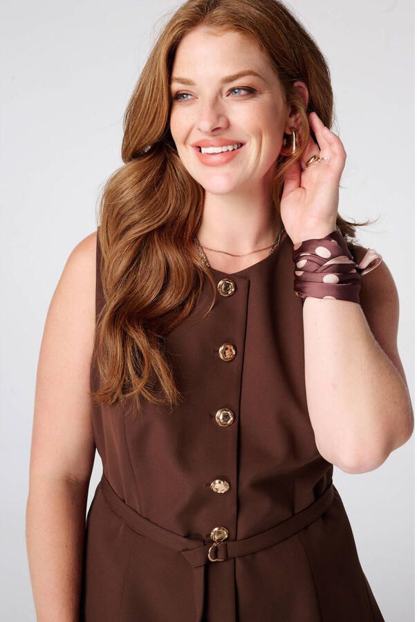 MS Mode gilet met ceintuur Plus Size bruin - Foto 3