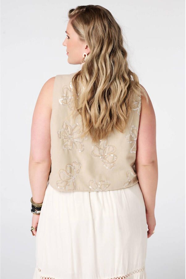MS Mode gilet met pailletten beige - Foto 3
