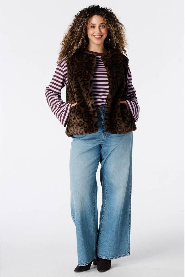 MS Mode gilet met panterprint donkerbruin - Foto 2