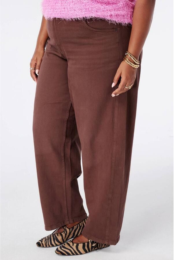 MS Mode high waist barrel jeans bruin