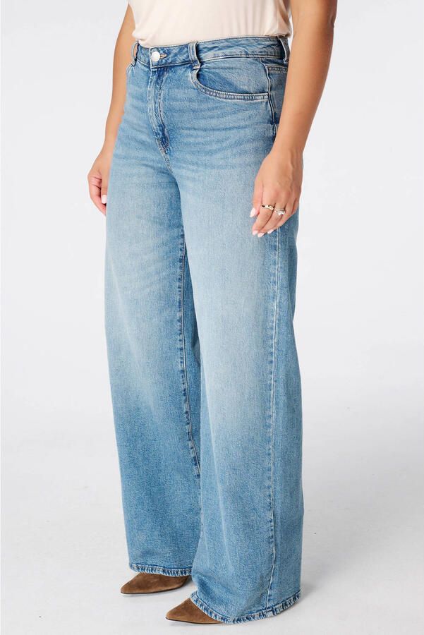 MS Mode high waist wide leg jeans Plus Size mediumblauw