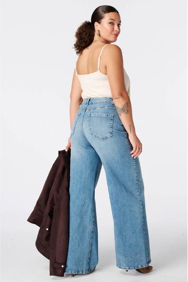 MS Mode high waist wide leg jeans Plus Size mediumblauw - Foto 3