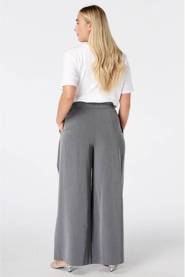 MS Mode high waist wide leg pantalon met plooien grijs - Foto 2