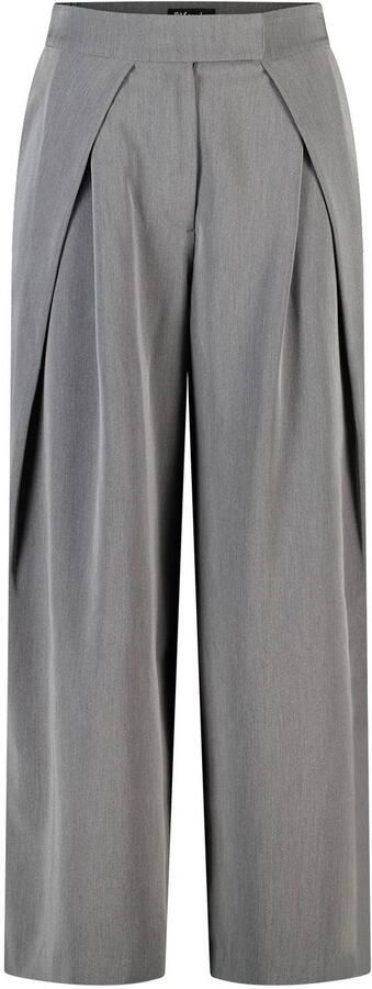 MS Mode high waist wide leg pantalon met plooien grijs - Foto 2
