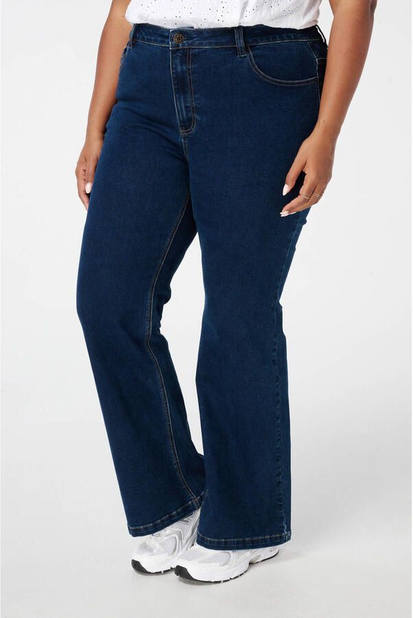 MS Mode high waist flared jeans dark blue denim