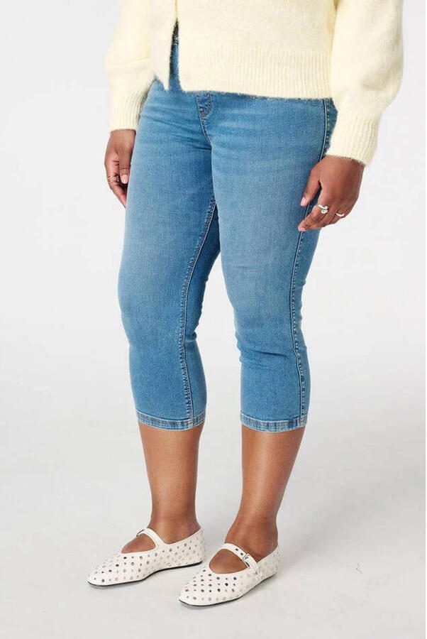 MS Mode high waist skinny fit capri jeans medium blue denim