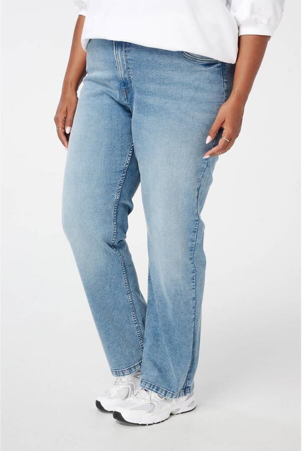 MS Mode high waist straight leg jeans light blue denim