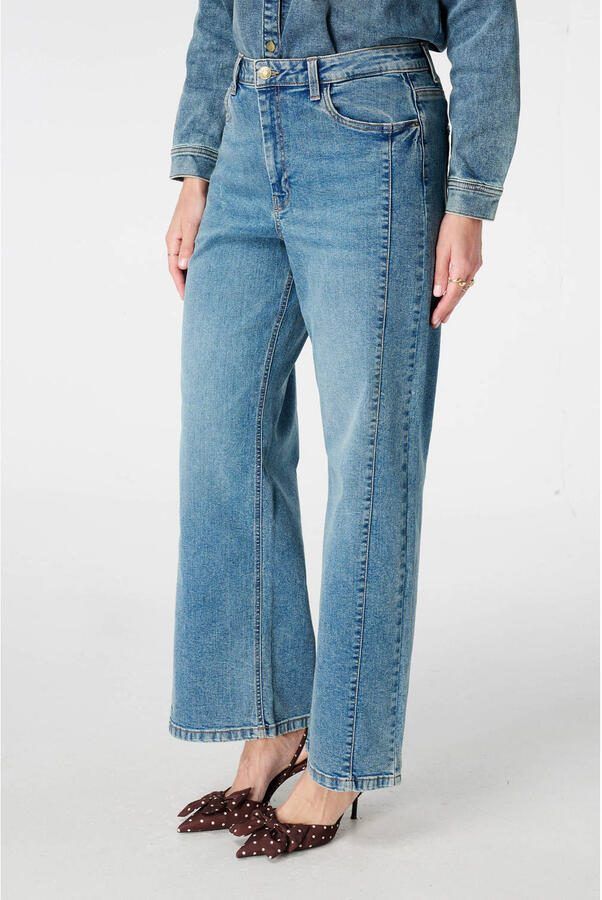 MS Mode high waist straight leg jeans medium blue denim