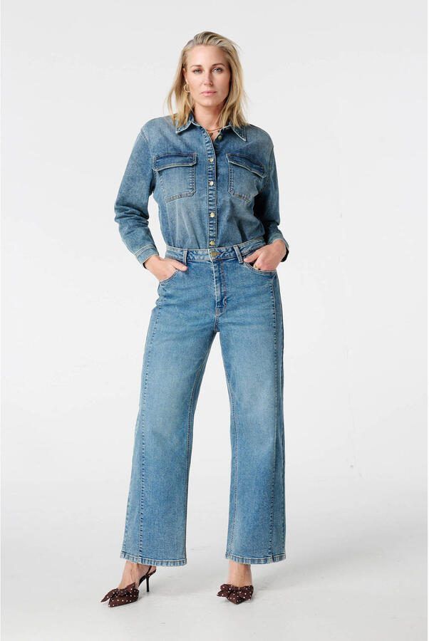 MS Mode high waist straight leg jeans medium blue denim - Foto 3