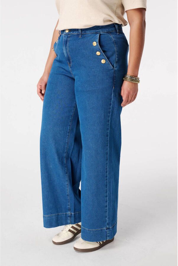 MS Mode high waist wide leg jeans medium blue denim