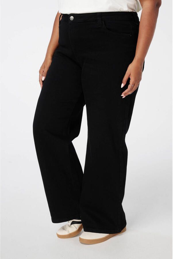 MS Mode high waist wide leg jeans zwart