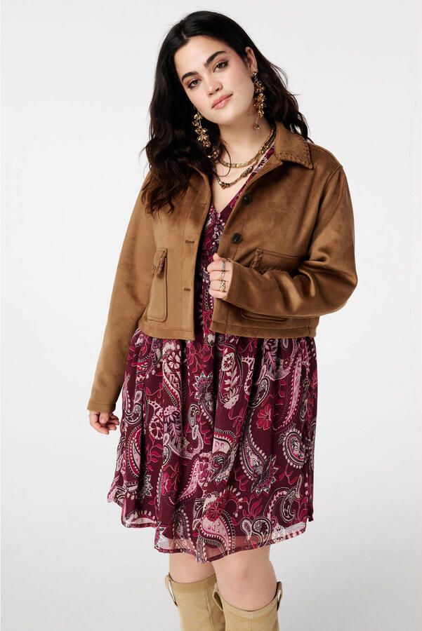 MS Mode imitatie suede jasje cognac
