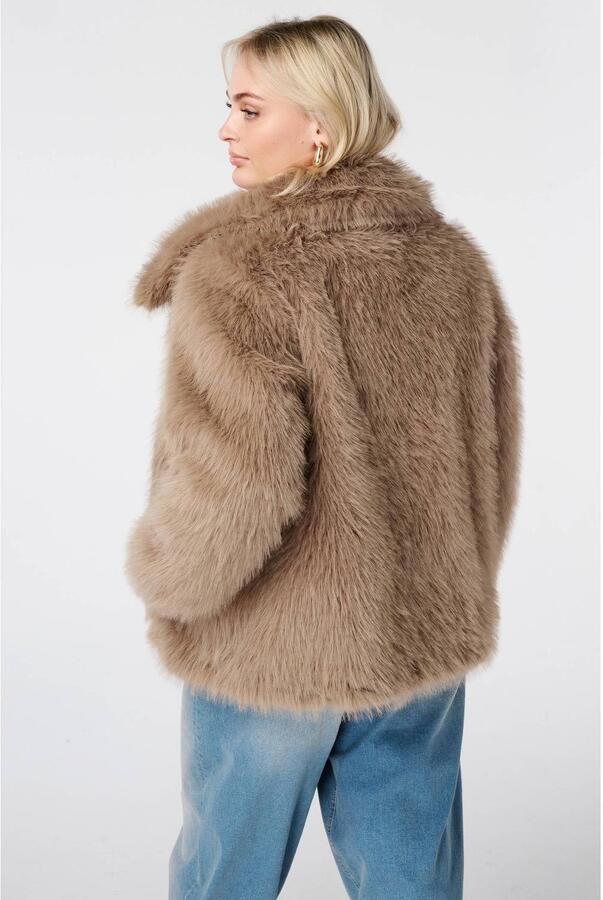 MS Mode imitatiebont winterjas bruin - Foto 2