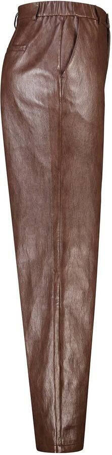 MS Mode imitatieleren flared broek bruin - Foto 3