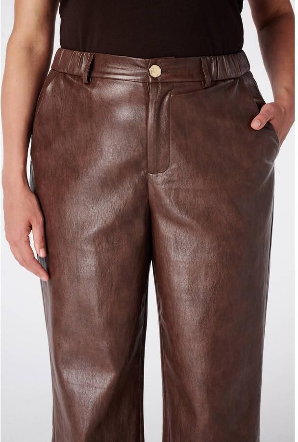 MS Mode imitatieleren flared broek bruin