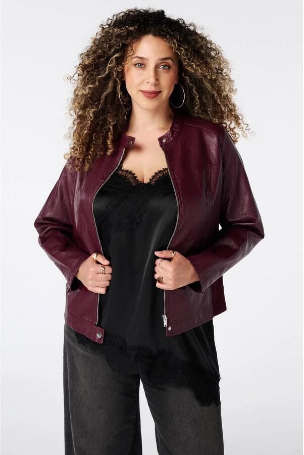 MS Mode imitatieleren jas bordeaux