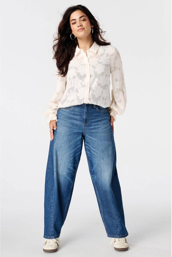 MS Mode jacquard blouse Plus Size ecru