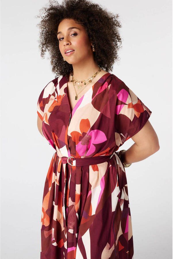 MS Mode jurk met ceintuur Plus Size en print meerkleurig