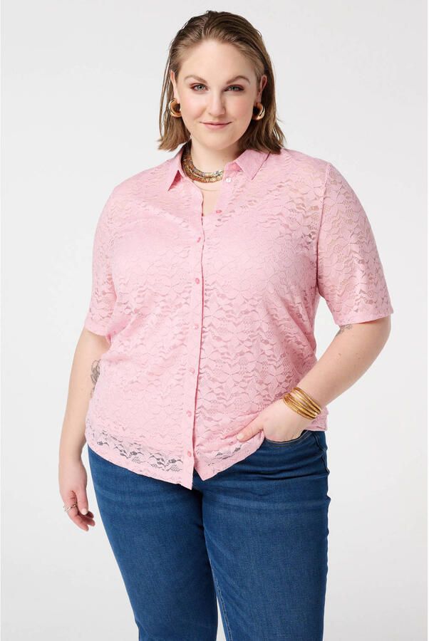 MS Mode kanten blouse lichtroze