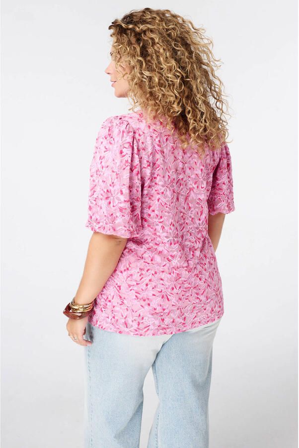 MS Mode kanten top Plus Size met print roze - Foto 2