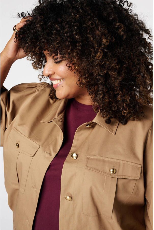 MS Mode katoenen jas Plus Size zand - Foto 2