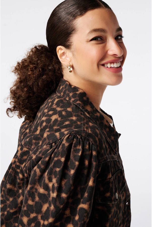 MS Mode katoenen spijkerjas met panterprint Plus Size bruin - Foto 2