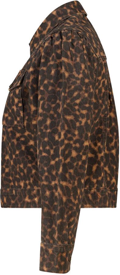 MS Mode katoenen spijkerjas met panterprint Plus Size bruin - Foto 3